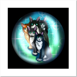 Black and white cats in a crystal ball Posters and Art